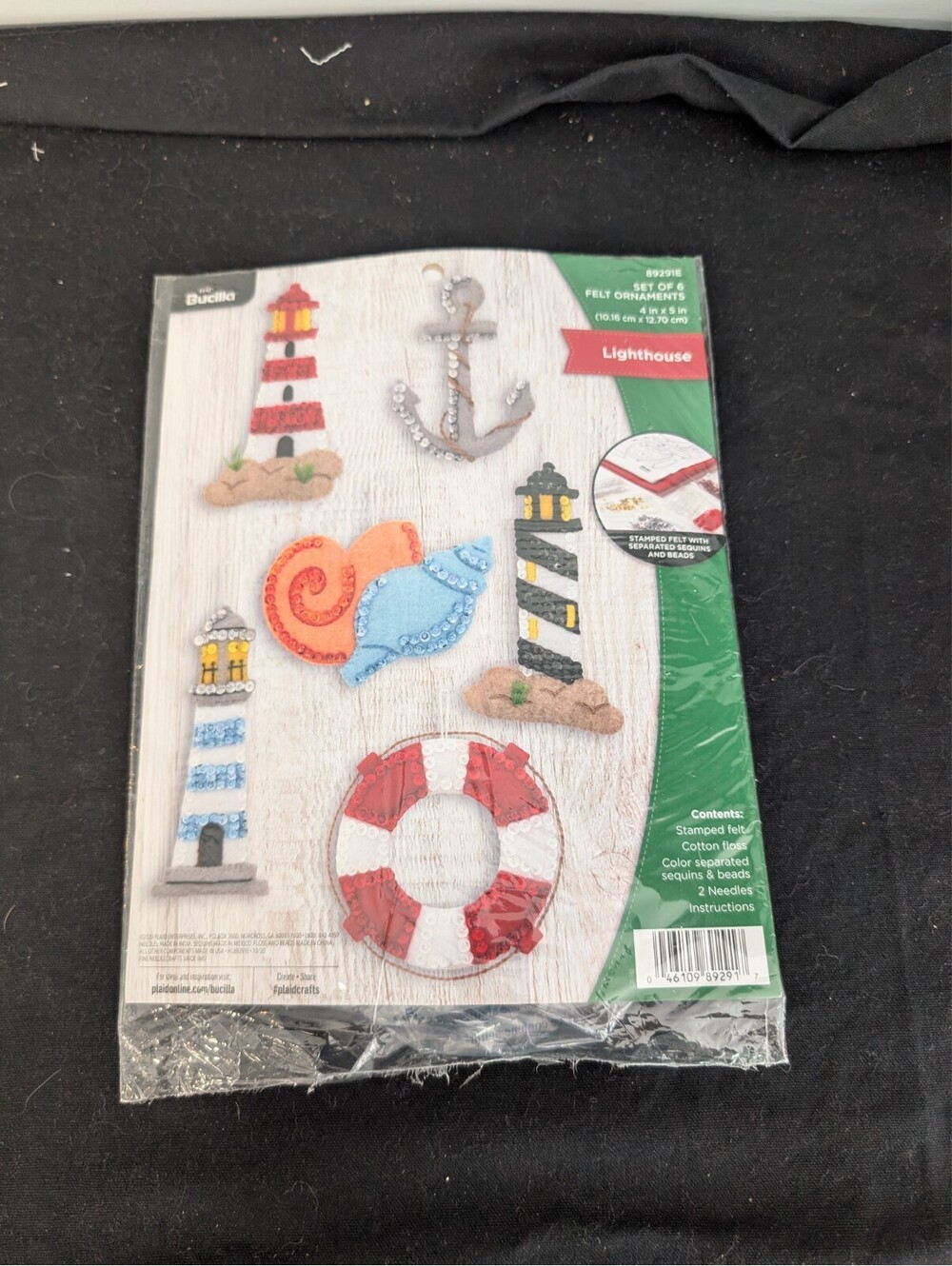 Bucilla Lighthouse Felt Ornaments Kit 89291E Nautical Seashore Set of 6 Sealed